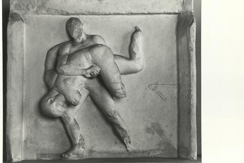 calco di scultura Metopa del lato Est dell'Ephaisteion: Teseo e Kerkyon 403 photo