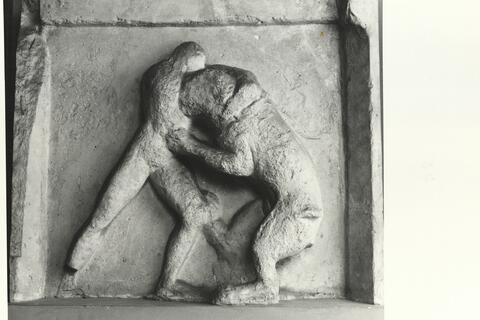 calco di scultura Metopa del lato Est dell'Ephaisteion: Eracle e il leone Nemeo 405 photo