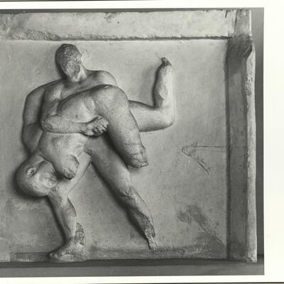 calco di scultura Metopa del lato Est dell'Ephaisteion: Teseo e Kerkyon 403 photo