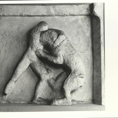 calco di scultura Metopa del lato Est dell'Ephaisteion: Eracle e il leone Nemeo 405 photo