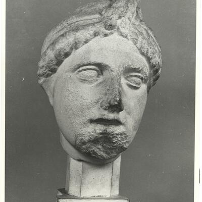 calco di scultura Testa di Amazzone. Statua del frontone
occidentale del Tempio di Asclepio a Epidauro 644 photo