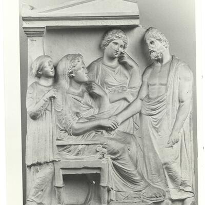calco di scultura Stele funeraria di Damasistrata 702 photo